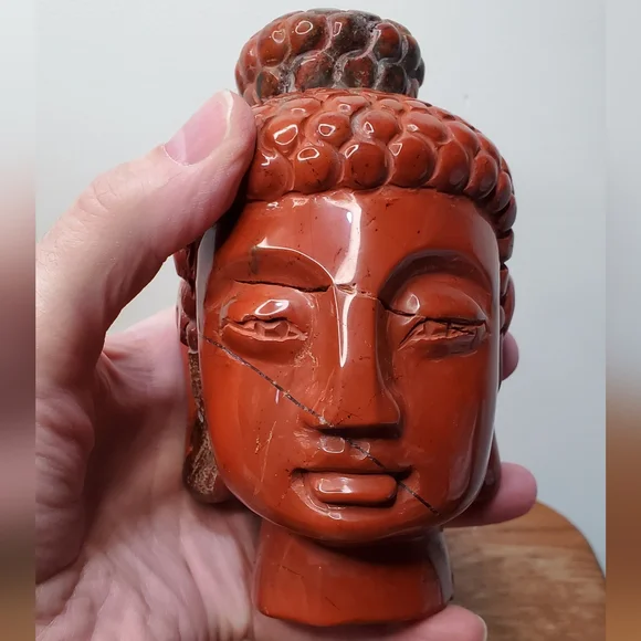 3.3 lbs Red Jasper Crystal Buddha Head, 6 inches - Picture 12 of 15